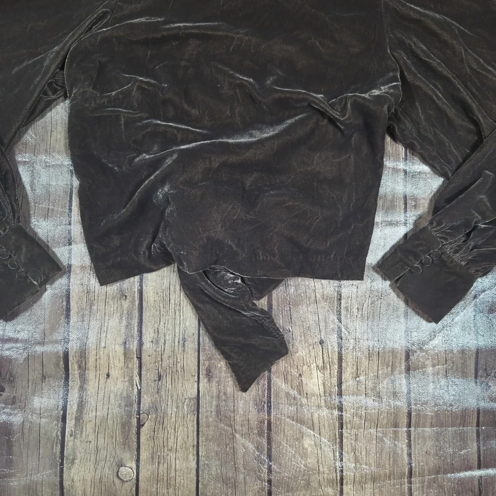 Banana Republic Cropped Velvet Open Back Blouse Womens M Brown Whimsigoth